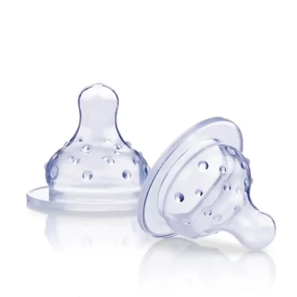 NÛBY LOT DE 2 TÉTINES SILICONE FLUX VARIABLE POUR BIBERONS À COL LARGE +0 MOIS RÉF : ID0906