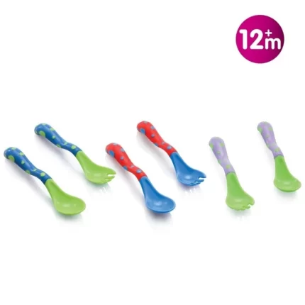 NUBY SET DE COUVERTS (CUILLÈRE + FOURCHETTE) 2EME AGE +12 MOIS - ID5256