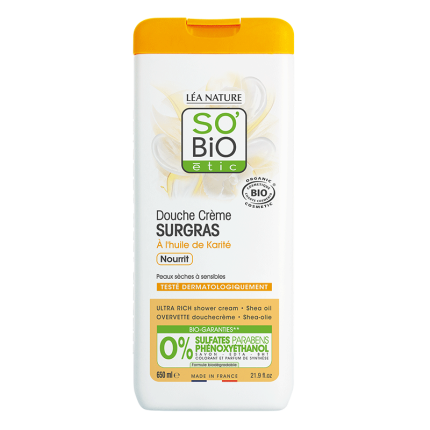 SO BIO DOUCHE CRÈME SURGRAS À L'HUILE DE KARITÉ 650ML