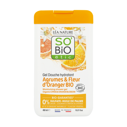 SO BIO GEL DOUCHE AGRUMES FLEURS D’ORANGER 450ML