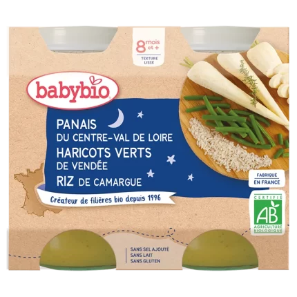 BABYBIO PANAIS DE CENTRE-VAL DE LOIRE HARICOTS VERTS DE VENDÉE RIZ DE CAMARGUE 2X200G